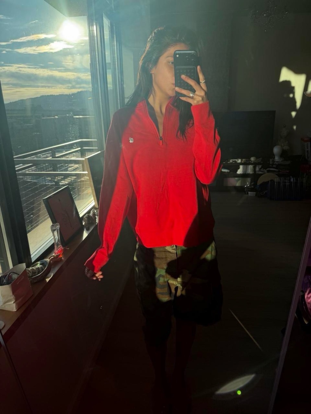 Apple Red Quarter-Zip Pullover Sweatshirt